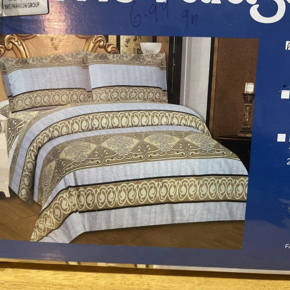 The Paragon NIB Vintage Eternity‎ Knot Hieroglyphics Twin Duvet Set Microfiber